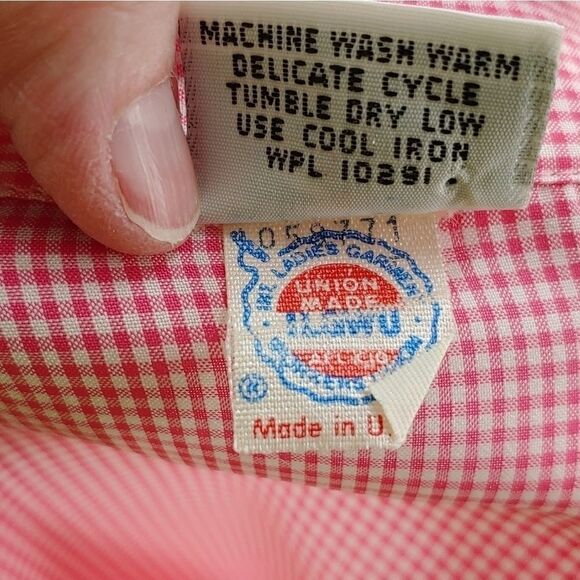 Vintage 1970s! Checks! Pink! Medium most likely - Picture 9 of 9
